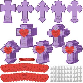 30 Sets Christian Easter Crafts Religious Sunday School Crafts Easter Christian Gifts Cross with Nails Hanging Ornament for VBS Church First Communion Classroom Activities, 5 Style