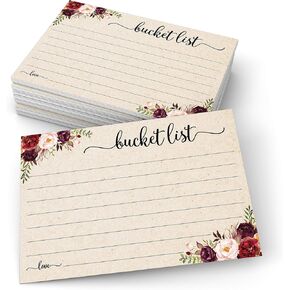 321Done Bucket List Suggestion Cards (50 4x6 Cards - Tan) - Fun Party Game Activity Guestbook for Wedding, Bridal, Graduation, Retirement, Anniversary, Birthday - Ad Lib Prompts - Made in the USA