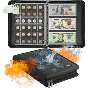 Paper Money World Corrency Collection Book Binder ، 40 GOICTS DOLLAR ALCERS FOR PROTECTOR/COLLECTOR (ألبوم مجموعة عملات العملات المعدنية FIREPROOفي)