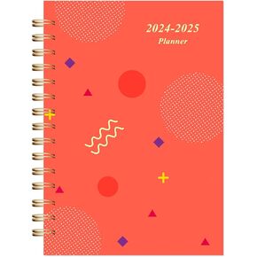 Planner 2024-2025 Daily Weekly and Monthly - Academic Year Planner July 2024-June 2025 - School Planner 5" x 8" with Floral Cover with Twin-Wire Binding - Effectively Manage Your Time - Red