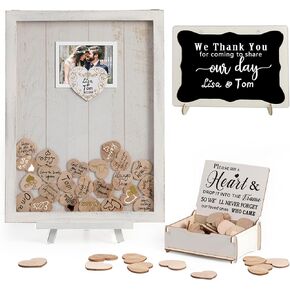 Y&K Homish Wedding Guest Book Alternative Rustic wedding decorations for reception wedding signs Antique White