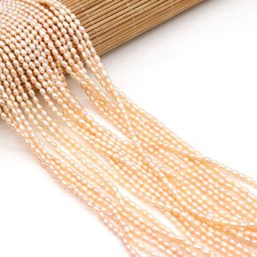 LHJ Natural Mini Pearl Beads Small Rice Shape Cultured Freshwater Pearl Bead String for Jewelry Making Women DIY Gift 2.5-3mm, orange