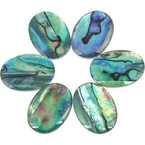 18x13mm Oval Cabochons Flatback Shell Beads for Jewelry Making DIY Pack of 10, Abalone Shell