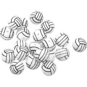 PATIKIL 15mm Sports Ball Beads, 36 Pack Silicone Sports Beads Volleyball Bead Spacer Loose Beads Craft for DIY Necklace Bracelet Lanyard Earring, Black White
