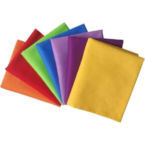 7pcs 18" x 22" Rainbow Printed Plain Pure Cotton Fabric Pre-Cut Patchwork Fabric Bundles Sewing Square for DIY Sewing Quilting Handmade Scrapbooking