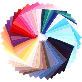 Assorted 50 Colors Square Fabric Bundles Sewing Patchwork Precut Fabric Scraps for DIY Homemade Quilting Doll Dress Apron Making Scrapbooking (10"x10"(25x25cm) 50 Pieces)