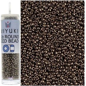 Miyuki Round Rocaille Seed Beads Size 15/0, 8.2 Gram Each, Metallic Dark Bronze 15-457 (1)