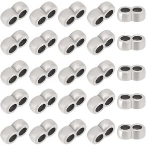 PH PandaHall 25pcs 3mm Stainless Steel Slider Beads 2 Hole Spacer Bead Link Multi-Strand Link Connector for Leather Cord Bracelets Jewelry Making