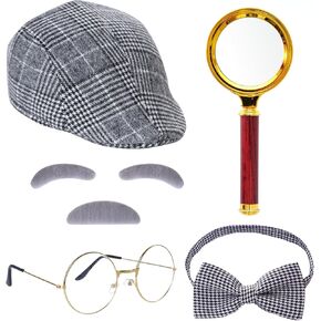 HOVEOX Detective Costume Detective Hat Detective Costume Accessories Detective Costume Set for Halloween Costume