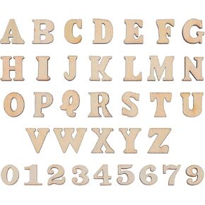 TEHAUX 204pcs Wooden Letters Numbers for Crafts, 0.6 inch Mini Unfinished Wood Alphabets Blank Unpainted English Alphabet for Homemade Arts Crafts DIY Project Scrapbooking