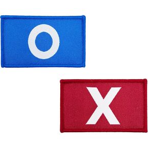 3'' South Korea Game Costume Cosplay Patches, Red X Sign and Blue O Sign Woven Iron on Patches