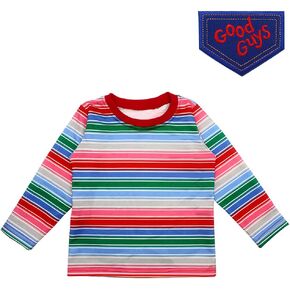 Costume for Kids Stripe Shirt & Good Guys Patch Set Baby Boys Girls T-Shirts Cosplay Halloween Party Favors Gifts