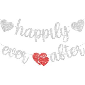 KatchOn, Silver Happily Ever After Banner - 10 Feet | Glitter Happily Ever After Sign for Bridal Shower Decorations | Wedding Shower Decorations | Wedding Decorations for Home Party, Engagement Party