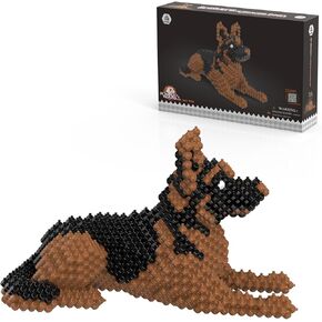 Cute Dog Building Animal Sets, Extremely Challenging STEM Building Blocks Decor for Adults Kids, Micro 3D Educational Toys for Boys Girls Ages 8 and Up，German Shepherd