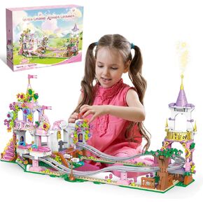 Friend Roller Coaster Building Set - Compatible with Legos for Girls Age 8-12, 991 PCS Amusement Park Building Block Kit Playground Park Pink Construction Birthday Gift