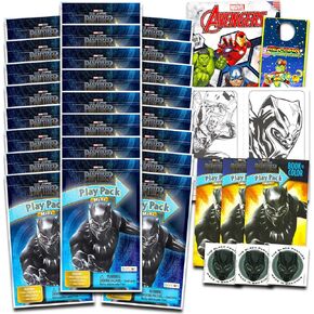 Marvel Black Panther Mini Party Favors Set for Kids - Bundle with 24 Mini Black Panther Grab n Go Play Packs with Coloring Pages, Stickers and More (Black Panther Birthday Party Supplies)