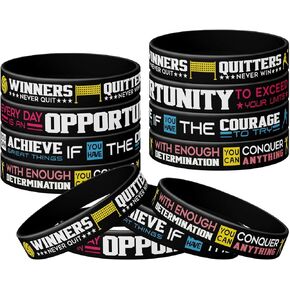 (12 Pcs) Basketball Team Gift Wristbands, Inspirational Basketball Rubber Wristbands, Basketball Motivational Sports Quotes, Basketball Theme Birthday Party Gift, Unisex Gift for Boy | Girl A-1
