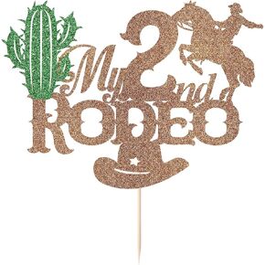 بلدي 2nd Rodeo Cake Topper -Glgitter Western Boys Birthdy ， حفلة رعاة البقر ، حفلات الأطفال الغربيين في أول حفلات رعاة البقر/ديكور استحمام الطفل ، رعاة البقر 2 سنة ، لوازم زخرفة حفلة عيد ميلاد عامين