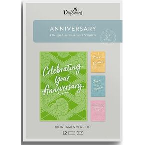 DaySpring - Anniversary - 4 Colorful Design Assortment With Scripture - 12 Boxed Cards, KJV