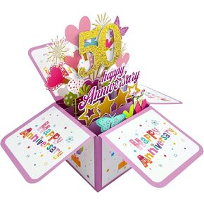 Funny Pop Up 50th Anniversary Card Gift for Couple, Happy 50th Wedding Anniversary Card for Parents, Cute 50 Year Anniversary Card for for Women Men