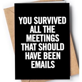 Retirement Cards - Funny & Heartfelt Options for Women & Men - Coworker & Goodbye Cards - You Survived Meetings