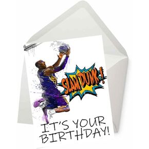 PICTURE THIS PRINTS Basketball Birthday Card for Husband Boyfriend Wife Girlfriend Birthday Card for Him or Her (5 inches by 7 inches) Slam Dunk