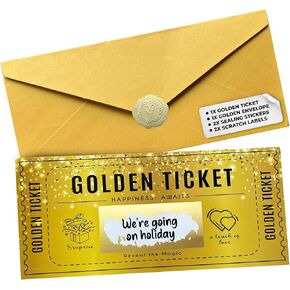 | Golden Ticket Scratch Card | Personalized Gift Set for Birthdays, Movie Vouchers & Special Messages | Elegant Gold Design