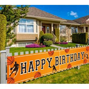 Large Basketball Party Party Banner Decoration - Basketball Sport Birthday Party Supplies Photo Booth Prop Wall Decorations for Indoor/Outdoor(8.2 ×1.5ft)