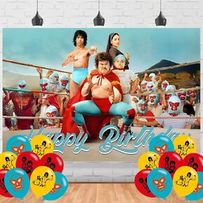 Nacho Libre Birthday Party Backdrop,Libre Party Decoration, Nacho Themed Happy Birthday Banner Shoot Photo Backgrounds Props for Boys and Girls Party 5x3ft