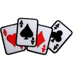 Playing Card Four Aces Poker DIY Applique Embroidered Sew Iron on Patch