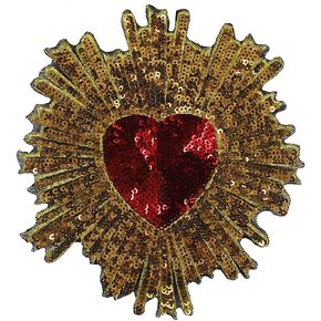 Embroidery Heart Large Patch Handmade Sequin Patches for Clothing DIY Iron on Patch Embroidery Flowers parche ropa 2piece