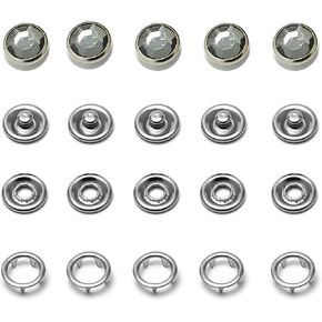 HeKimLee 50 Sets Snap Fastener Kit, 16L/10mm Classic Pearl Prong Ring Snaps for Western Shirt Clothes Popper Studs with Clear Storage Box (5 Color x 10 Sets), 5 Style, HKL-0010