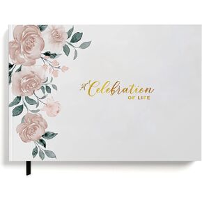 Lacunas Store Rose Floral Funeral Guest Book 9 X 7 in Loving Memory and Celebration of Life Memorial Sign in