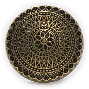 5 PCS Metal Shank Circle Flower Pattern Round Vintage Buttons Craft for DIY Sewing Clothes Decor (Antique Silver, 18mm)