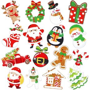 16pcs عيد الميلاد المغناطيس اللوحة الفنية الماس للثلاجة ديي الماس الثلاجة ملصقات مغناطيس عيد الميلاد شجرة البطريق الثلجية ندفة الثلج جنوم المغناطيس مغناطيس الباب مرآب لعطلة