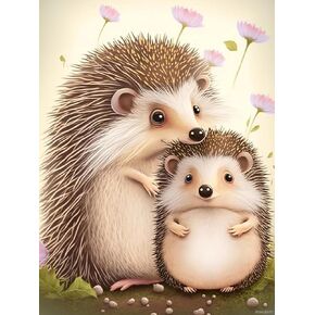 PUAGEMTI Diamond Painting Two Cute Hedgehogs Art Full Drill Diamond Painting by Number Kits Rhinestone Drawing Gift for Room Home Wall Decor 12x16 Inch