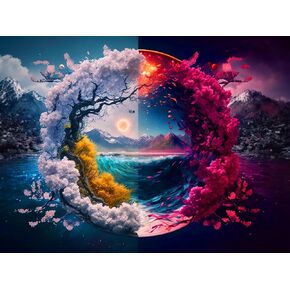 igoodom Diamond Art Kits for Adults, Landscape Diamond Painting Kits for Beginners, DIY 5d Full Drill Round Diamond Art Kit for Home Wall Decor Gift 16x12inch