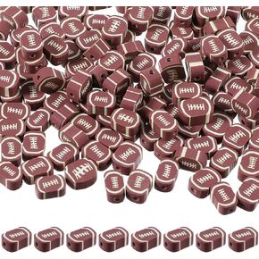 150pcs لكرة القدم حبات الطين الناعمة للأساور ، وسحر المجوهرات لصنع قلادة لسلسلة الهاتف DIY أساور أقراط أكياس الحبل (البوليمر الطين البيضاوي) in Kuwait