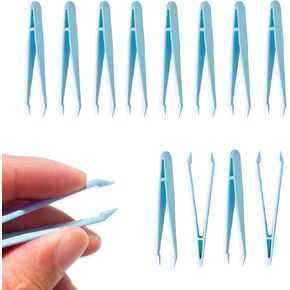 12-Pack Plastic Craft Tweezers, 3.14 inches for DIY Jewelry Making and Beading craft supplies(white)