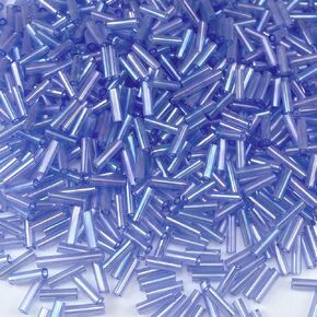 90g Bugle Beads 2x7mm Mini Long Tube Seed Bead Glass Craft Beads AB Color Loose Spacer Beads for Earring Bracelets Necklace Waist Beads Jewelry Making(Dark Green)