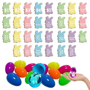 60pcs مجموعة الرموز البيض عيد الفصح ، و 30 ٪ من البيض شكل بيض عيد الفصح خشبي مع 30 ٪ من البيض البلاستيكي الملون عيد الفصح ، ورموز بيض عيد الفصح ، عيد الفصح تفضل هدية عيد الفصح للهدايا لسلة عيد الفصح.