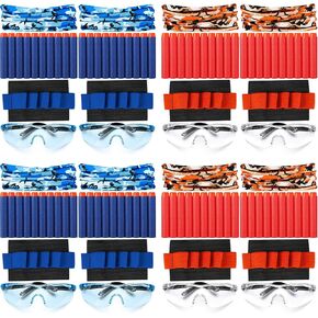 Sosation Gun Party Supplies and Favors Compatible with Nerf Include Tactical Glasses Face Mask Foam Darts Wrist Ammo Holder Gun Accessories for Boys Girls Party Favors