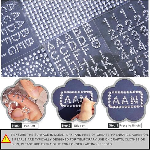 570 قطعة من ملصقات اللؤلؤ الحرفية، ملصقات حروف أبجدية صغيرة ذاتية اللصق للحرف اليدوية، ملصقات لاصقة على اللؤلؤ لسجل القصاصات والحرف اليدوية ومكياج الوجه والشعر in Kuwait