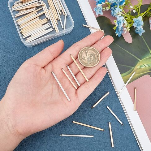SUPERFINDINGS Stamping Blank Bar Pendant Charms Brass Rectangle Long Vertical 4-Sided Pendants Tag Charms for Jewelry Making Necklace Earrings, Hole: 1.2mm in Saudi Arabia