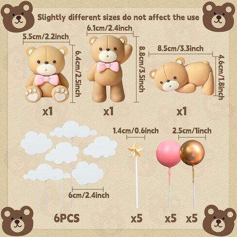 JeVenis Luxury Blue Bear Cake Decoration Blue Gold Balls Cake Topper Baby Shower Birthday Cake Decoration in Kuwait