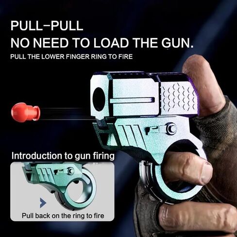 Adult Fidget Toys for Stress Relief EDC Alloy Finger Toy Pistol Decompression Launcher Model Ring for Anxiety Gift(Style-A) in Kuwait