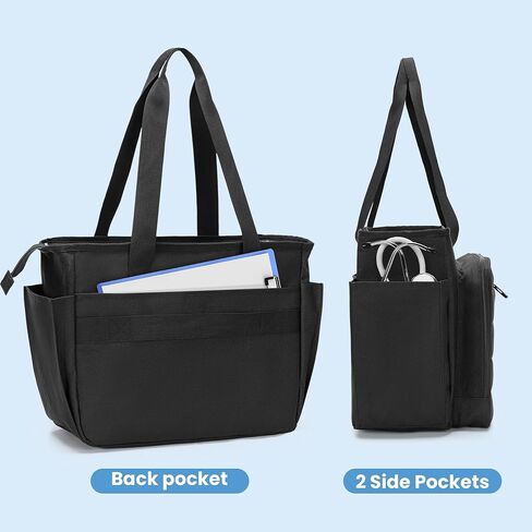 CURMIO Nurse Tote Bag for Women, Portable Medical Supplies Shoulder Bag with A4 Size Accordion File Organizer Compartment and 15.6" Laptop Sleeve for Nursing Work, Home Health, Black(Patent Pending) in Kuwait