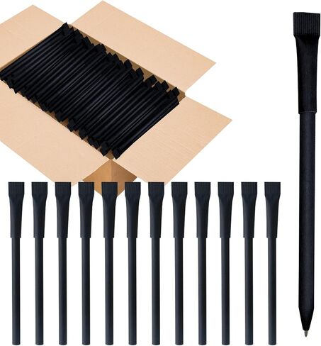 100pcs Kraft Paper Barrel Writing Pen Eco-Friendly Pens Cardboard Pens Black Ink in Saudi Arabia