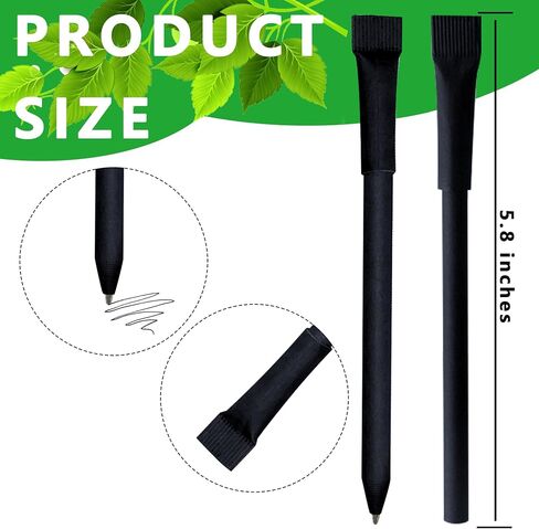 100pcs Kraft Paper Barrel Writing Pen Eco-Friendly Pens Cardboard Pens Black Ink in Saudi Arabia