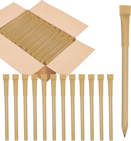 100pcs Kraft Paper Barrel Writing Pen Eco-Friendly Pens Cardboard Pens Black Ink in Saudi Arabia